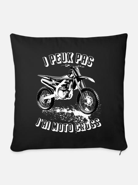 J'Peux Pas J'Ai MotoCross - Housse de coussin décorative 45 x 45 cm - noir