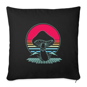 Mushroom Hunter Retro 80s Style Fungi - Housse de coussin décorative 45 x 45 cm - noir - Devant