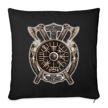 Bouclier Runique Nordique - Housse de coussin décorative 45 x 45 cm - noir - Devant