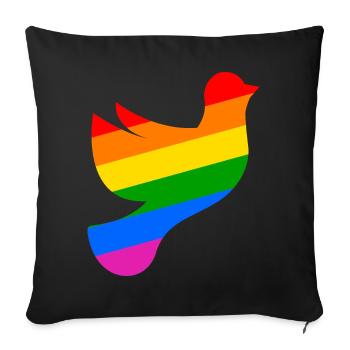 LGBTQ Friedenstaube mit Regenbogenfahne - Sofakissenbezug 45 x 45 cm - Schwarz - Vorne