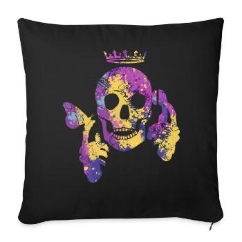Crâne avec papillon - Housse de coussin décorative 45 x 45 cm - noir - Devant