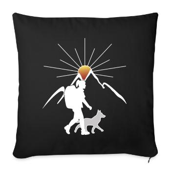 Wandern mit dem Hund - Sofakissenbezug 45 x 45 cm - Schwarz - Vorne