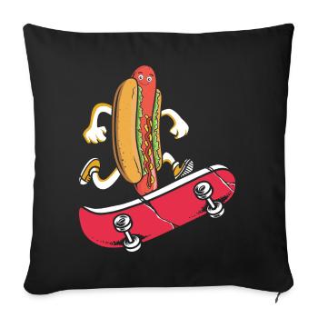Hot Dog Skateboarder Skateboard skateboarding skateboard - Sofa pillowcase 17,3'' x 17,3'' (45 x 45 cm) - black - Front