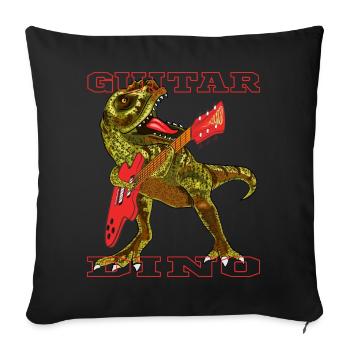 Dinosaurier mit Gitarre - Sofakissenbezug 45 x 45 cm - Schwarz - Vorne