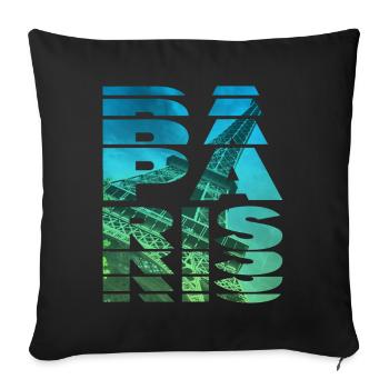 Paris France City Skyline Home Love - Sofa pillowcase 17,3'' x 17,3'' (45 x 45 cm) - black - Front
