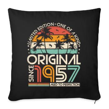 Original 1957 Vintage Anniversaire Rétro - Housse de coussin décorative 45 x 45 cm - noir - Devant