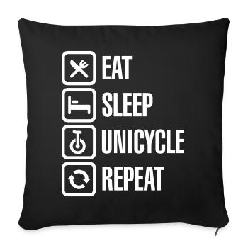 Unicycle Unicycle Rider - Eat Sleep Unicycle Repeat - Sofa pillowcase 17,3'' x 17,3'' (45 x 45 cm) - black - Front