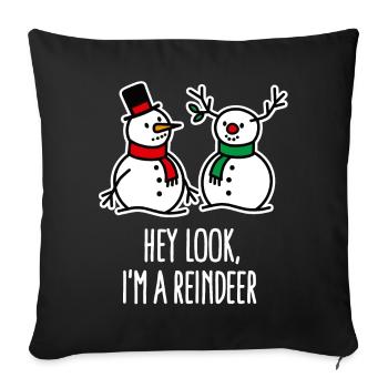 Ugly Christmas, Schneemann Cartoon Rentier Witz - Sofakissenbezug 45 x 45 cm - Schwarz - Vorne
