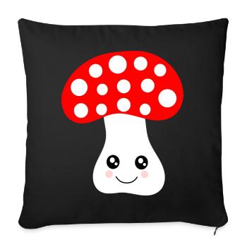 Kawaii, mushroom, toadstool - Sofa pillowcase 17,3'' x 17,3'' (45 x 45 cm) - black - Front