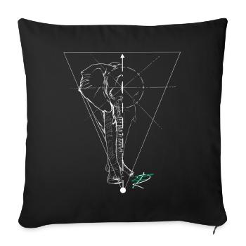 Ligne fine éléphant - Housse de coussin décorative 45 x 45 cm - noir - Devant