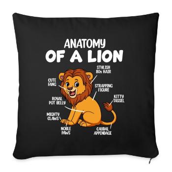 Anatomie d’un lion - Housse de coussin décorative 45 x 45 cm - noir - Devant