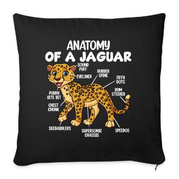 Anatomy of a jaguar - Sofa pillowcase 17,3'' x 17,3'' (45 x 45 cm) - black - Front