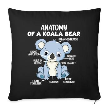 Anatomie eines Koala-Bären - Sofakissenbezug 45 x 45 cm - Schwarz - Vorne
