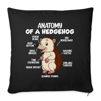 Anatomy of a hedgehog - Sofa pillowcase 17,3'' x 17,3'' (45 x 45 cm) - black - Front