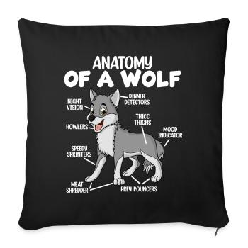 Anatomie d’un loup - Housse de coussin décorative 45 x 45 cm - noir - Devant
