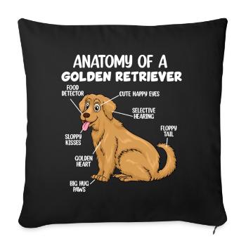 Anatomie d’un Golden Retriever - Housse de coussin décorative 45 x 45 cm - noir - Devant