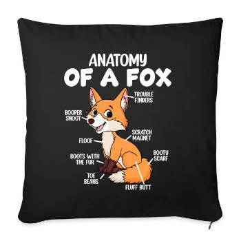 Anatomy of a fox - Sofa pillowcase 17,3'' x 17,3'' (45 x 45 cm) - black - Front