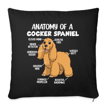 Anatomie eines Cocker Spaniels - Sofakissenbezug 45 x 45 cm - Schwarz - Vorne