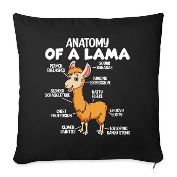 Anatomie eines Lamas - Sofakissenbezug 45 x 45 cm - Schwarz - Vorne