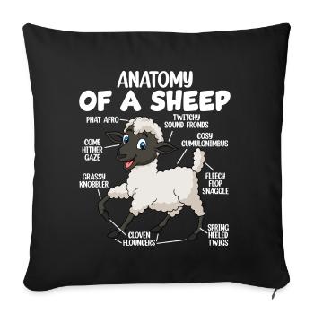 Anatomy of a sheep - Sofa pillowcase 17,3'' x 17,3'' (45 x 45 cm) - black - Front