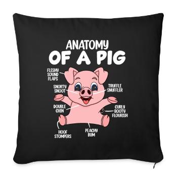 Anatomie d’un cochon - Housse de coussin décorative 45 x 45 cm - noir - Devant