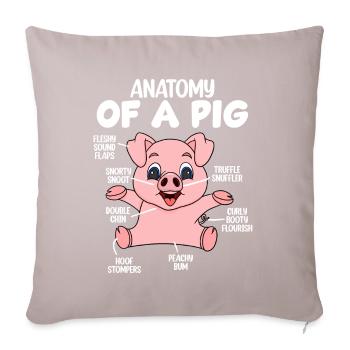 Anatomie eines Schweins - Sofakissenbezug 45 x 45 cm - helles Taupe - Vorne