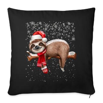 Christmas Sloth with snow - Sofa pillowcase 17,3'' x 17,3'' (45 x 45 cm) - black - Front