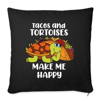 Cadeau amusant de tortue - Housse de coussin décorative 45 x 45 cm - noir - Devant