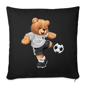 Teddy botteur en look football - Housse de coussin décorative 45 x 45 cm - noir - Devant