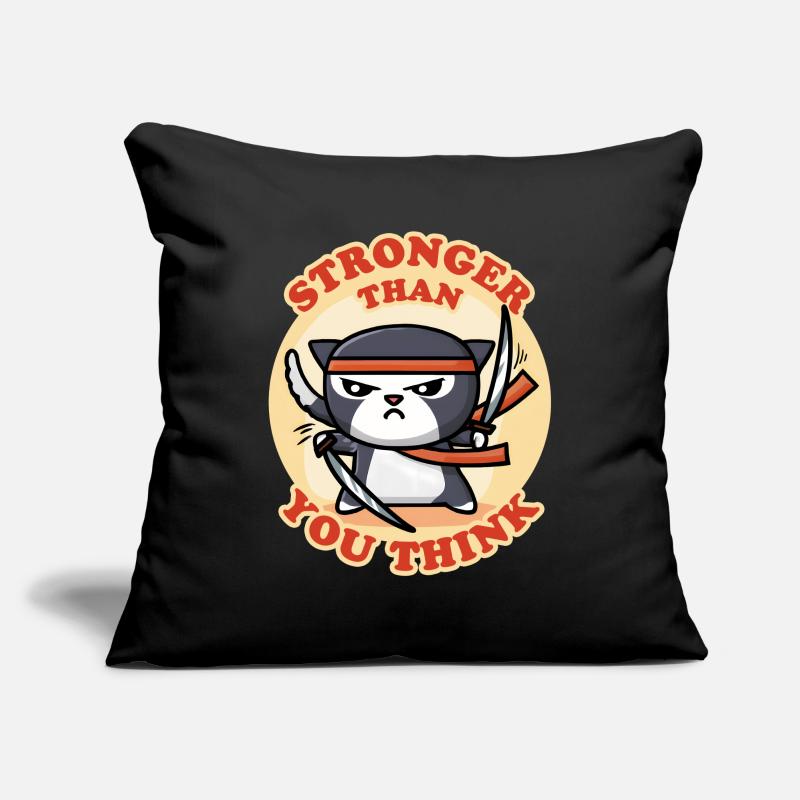Chat Ninja Housse de coussin décorative 45 x 45 cm