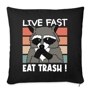 WASCHBÄR RACOON EAT TRASH Weihnachten Geschenk - Sofakissenbezug 45 x 45 cm - Schwarz - Vorne
