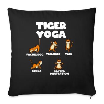 Tiger Yoga - Sofa pillowcase 17,3'' x 17,3'' (45 x 45 cm) - black - Front