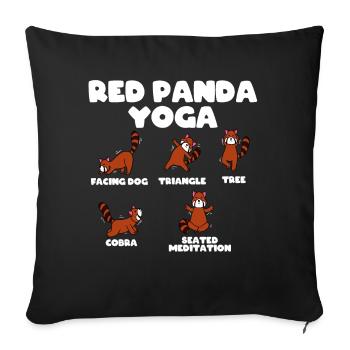 Red Panda Yoga - Sofa pillowcase 17,3'' x 17,3'' (45 x 45 cm) - black - Front
