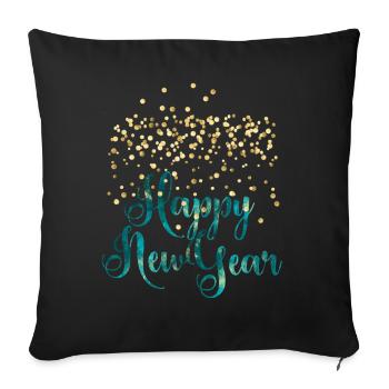 Frohes Neues Jahr Schriftzug - Sofakissenbezug 45 x 45 cm - Schwarz - Vorne