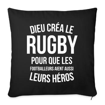 rugby, rugby sport, rugby humour - Housse de coussin décorative 45 x 45 cm - noir - Devant