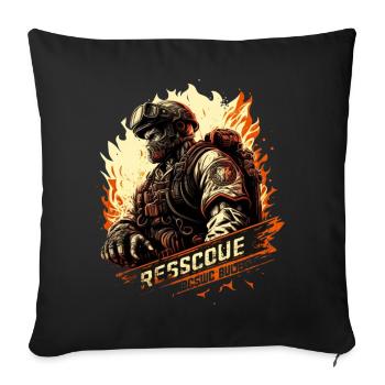 Heroes in uniform - firefighter - always ready - Sofa pillowcase 17,3'' x 17,3'' (45 x 45 cm) - black - Front