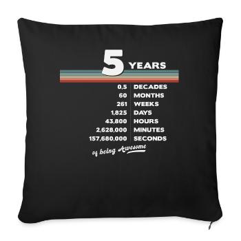 5th Birthday Vintage 5 Years Old Retro 60 Months - Sofa pillowcase 17,3'' x 17,3'' (45 x 45 cm) - black - Front