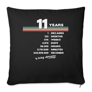 11st Birthday Vintage 11 Years Old Retro 132 - Sofa pillowcase 17,3'' x 17,3'' (45 x 45 cm) - black - Front