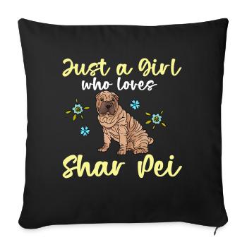 Shar Pei chinois - Housse de coussin décorative 45 x 45 cm - noir - Devant