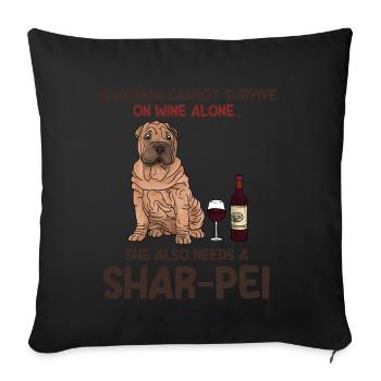 Chinese Shar Pei - Sofakissenbezug 45 x 45 cm - Schwarz - Vorne