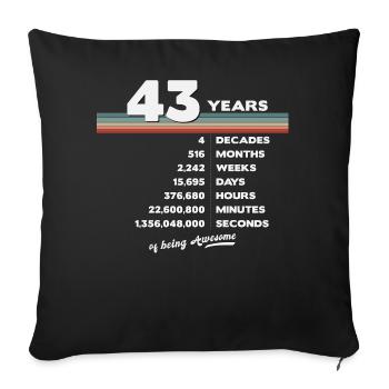 43ème Anniversaire Millésime 43 ans Rétro 516 - Housse de coussin décorative 45 x 45 cm - noir - Devant