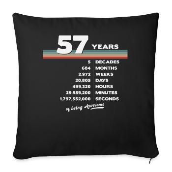 57th Birthday Vintage 57 Years Old Retro 684 - Sofa pillowcase 17,3'' x 17,3'' (45 x 45 cm) - black - Front