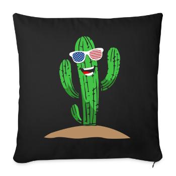 Trendy Cactus USA Art T-Shirts - Sofa pillowcase 17,3'' x 17,3'' (45 x 45 cm) - black - Front