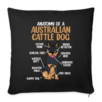 Australian Cattle Dog - Sofa pillowcase 17,3'' x 17,3'' (45 x 45 cm) - black - Front