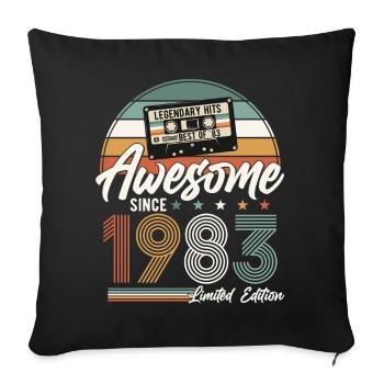 1983 Vintage Vintage Rétro Cadeau d’anniversaire - Housse de coussin décorative 45 x 45 cm - noir - Devant