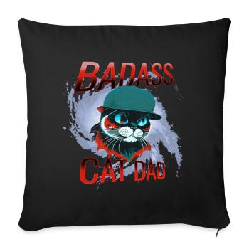 Cat, cat owner, cat dad - Sofa pillowcase 17,3'' x 17,3'' (45 x 45 cm) - black - Front