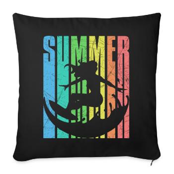 Summer Surfergirl vintage 2023 - Sofa pillowcase 17,3'' x 17,3'' (45 x 45 cm) - black - Front