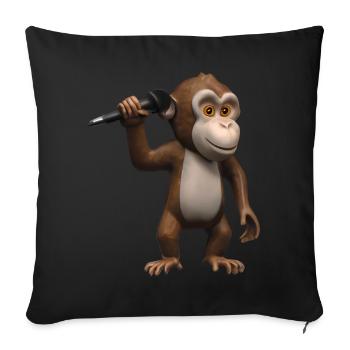 Singender Affe - Sofakissenbezug 45 x 45 cm - Schwarz - Vorne