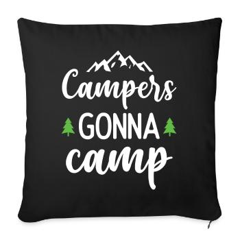 Camper auf dem Weg zum Camp - Sofakissenbezug 45 x 45 cm - Schwarz - Vorne