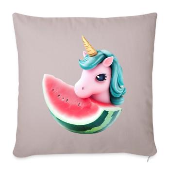 Licorne de pastèque - Housse de coussin décorative 45 x 45 cm - taupe clair - Devant